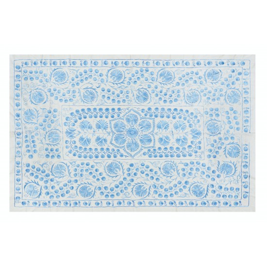 Classic Uzbek Suzani Embroidery, New Silk and Cotton Wall Hanging, Bed or Table Cover Classic Uzbek Suzani Embroidery, New Silk and Cotton Wall Hanging, Bed or Table Cover