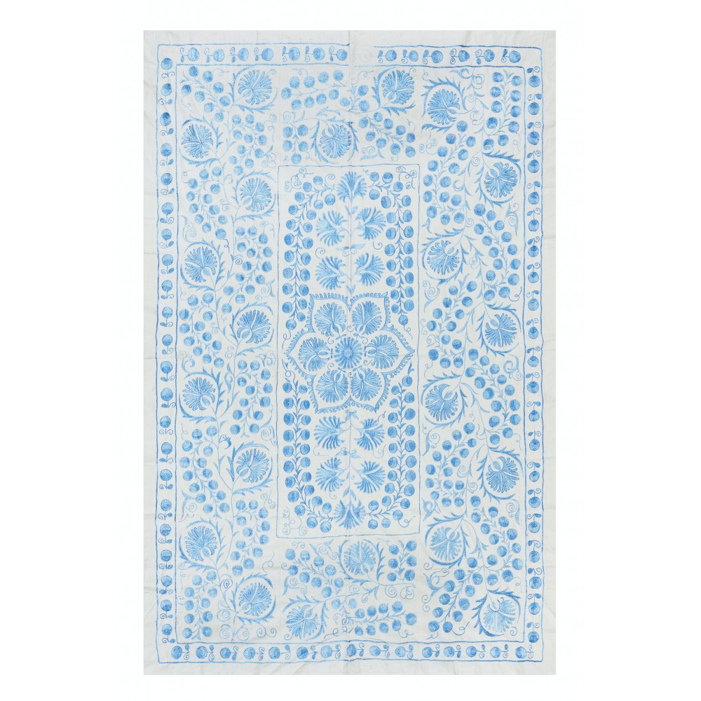 Classic Uzbek Suzani Embroidery, New Silk and Cotton Wall Hanging, Bed or Table Cover