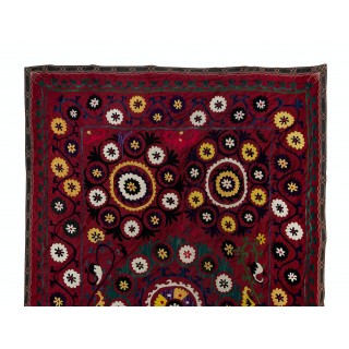 Vintage Silk Hand Embroidery Bed Cover. Traditional Suzani Textile Wall Hanging Vintage Silk Hand Embroidery Bed Cover. Traditional Suzani Textile Wall Hanging