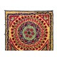 Vintage Silk Hand Embroidery Bed Cover, Central Asian Suzani Wall Hanging