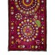 Silk Hand Embroidery Table Runner, Vintage Suzani Textile Wall Hanging, Burgundy Red Tapestry