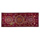 Silk Hand Embroidery Table Runner, Vintage Suzani Textile Wall Hanging, Burgundy Red Tapestry