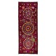 Silk Hand Embroidery Table Runner, Vintage Suzani Textile Wall Hanging, Burgundy Red Tapestry