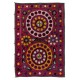 Vintage Silk Hand Embroidery Bed Cover, Central Asian Suzani Wall Hanging
