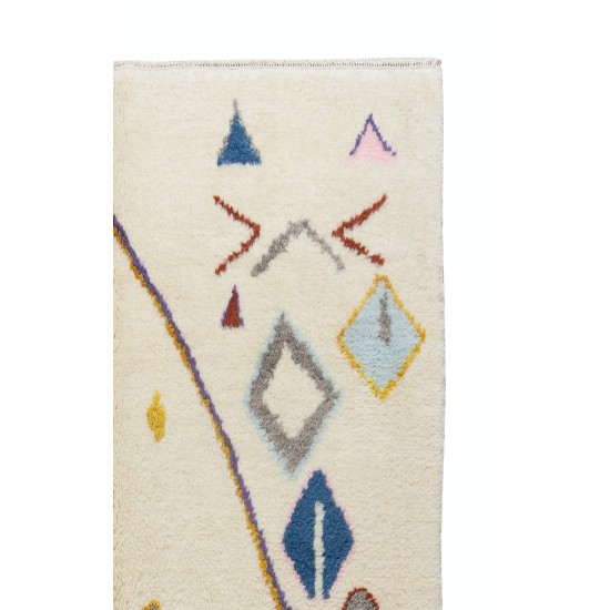 Modern Hand Knotted Moroccan Berber Wool Rug, Custom Options Available