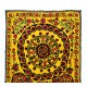 Silk Hand Embroidery Bed Cover, Vintage Tapestry, Yellow Color Suzani Fabric Wall Hanging