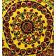 Silk Hand Embroidery Bed Cover, Vintage Tapestry, Yellow Color Suzani Fabric Wall Hanging
