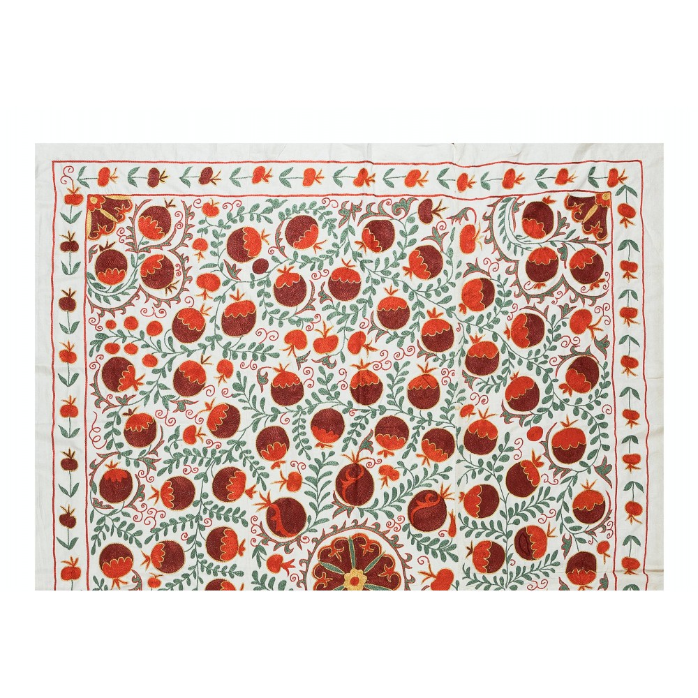 Embroidered Silk Wall Hanging, Modern Handmade Tapestry, Uzbek Bedspread