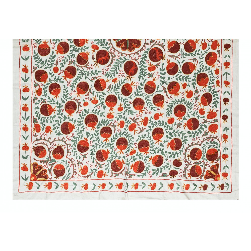 Embroidered Silk Wall Hanging, Modern Handmade Tapestry, Uzbek Bedspread