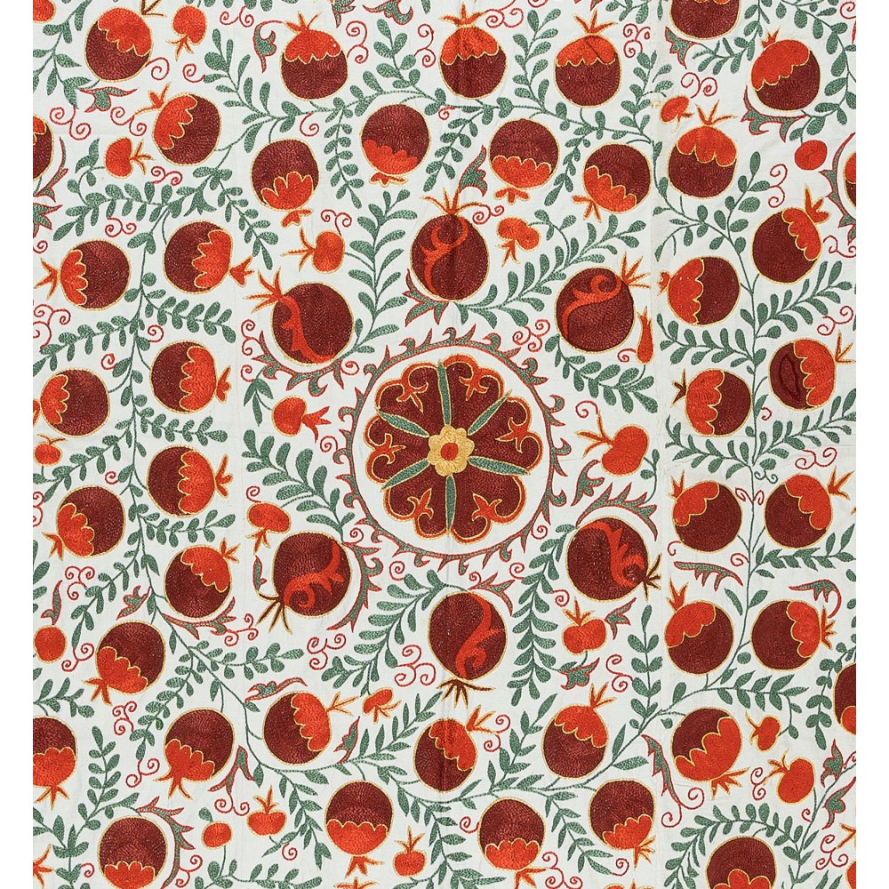Embroidered Silk Wall Hanging, Modern Handmade Tapestry, Uzbek Bedspread