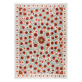 Embroidered Silk Wall Hanging. Modern Handmade Tapestry. Uzbek Bedspread
