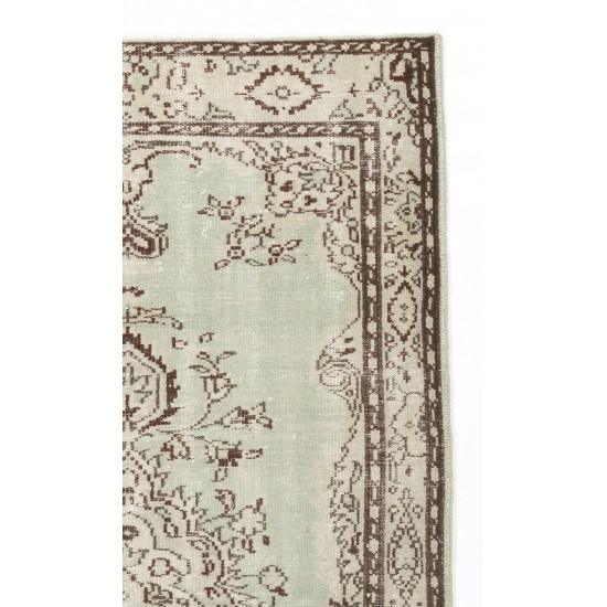 Hand Knotted Vintage Central Anatolian Area Rug in Shades of Light Green