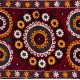 Gorgeous Silk Suzani Wall Hanging in Burgundy Red, Hand Embroidery Throw, Vintage Bedspread