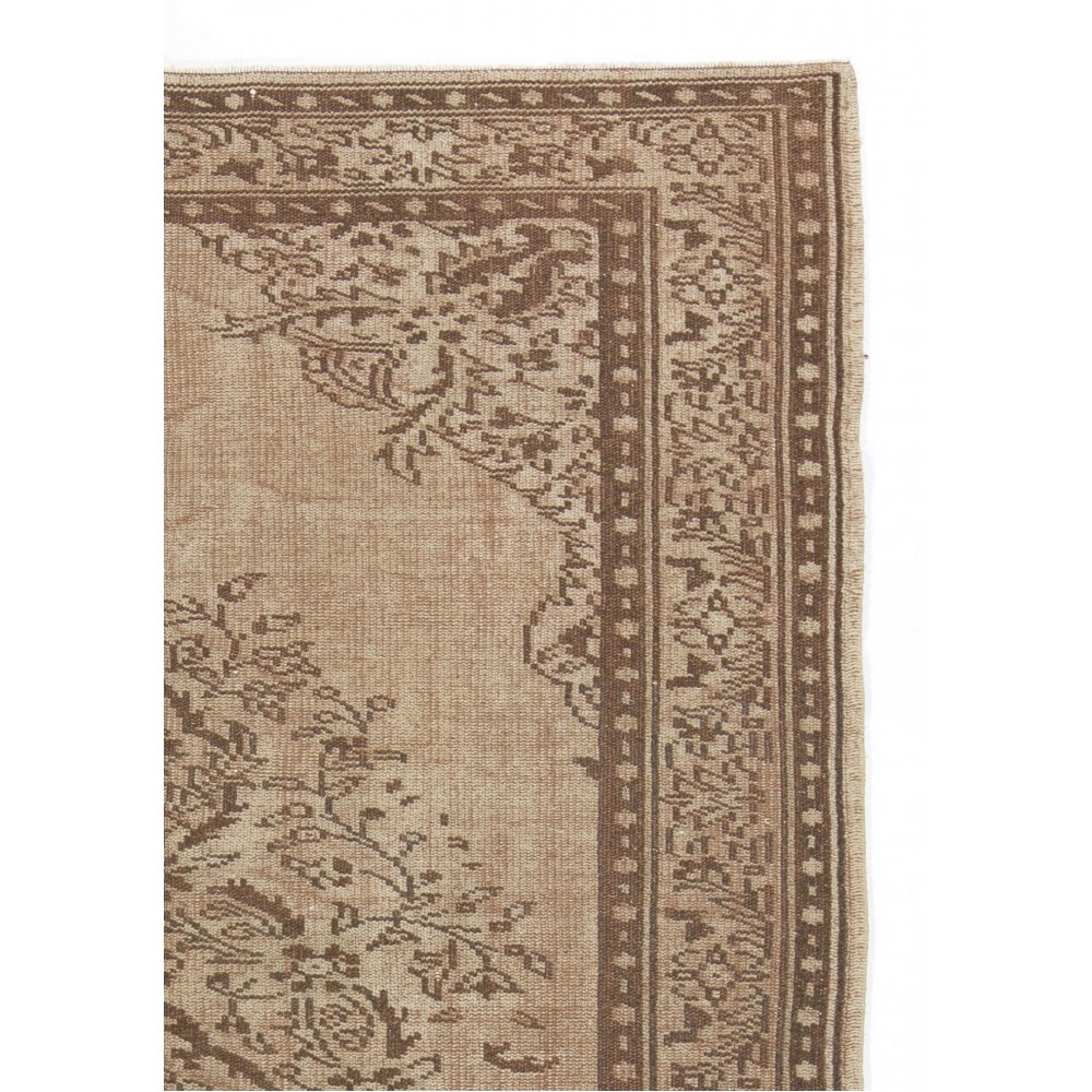 Hand Knotted Vintage Turkish Area Rug in Brown Colors