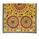 Vintage Silk Embroidery Bedspread, Yellow Wall Hanging, Suzani Tablecloth
