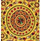 Vintage Silk Embroidery Bedspread, Yellow Wall Hanging, Suzani Tablecloth