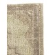 Vintage Handmade Sun Faded Oushak Wool Rug with Medallion Design