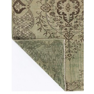 Hand Knotted Vintage Turkish Area Rug in Shades of Green