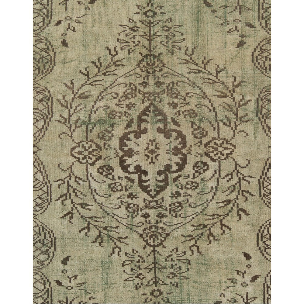 Hand Knotted Vintage Turkish Area Rug in Shades of Green
