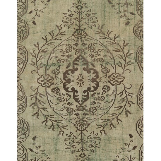 Hand Knotted Vintage Central Anatolian Area Rug in Shades of Green