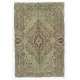 Hand Knotted Vintage Central Anatolian Area Rug in Shades of Green
