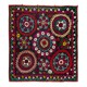 Vintage Silk Hand Embroidery Bed Cover, Central Asian Suzani Wall Hanging