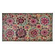 Silk Embroidery Throw. Floral 1970s Suzani Tapestry. Uzbek Wall Hanging