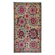 Silk Embroidery Throw. Floral 1970s Suzani Tapestry. Uzbek Wall Hanging