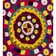 Silk Embroidery Table Cover, Suzani Wall Hanging, Vintage Red Tapestry