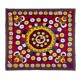 Silk Embroidery Table Cover, Suzani Wall Hanging, Vintage Red Tapestry