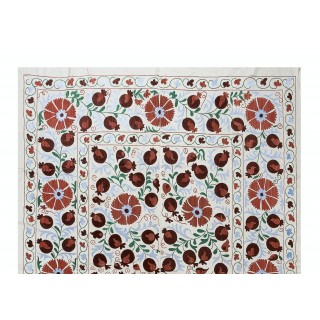 Silk Hand Embroidered Suzani Bed Cover. New Traditional Wall Hanging from Uzbekistan