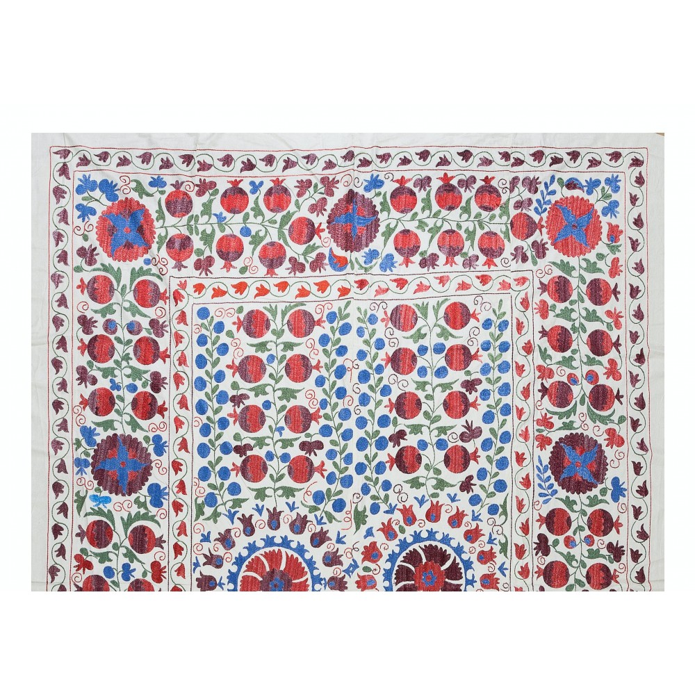 Silk Hand Embroidered Suzani Bed Cover, New Uzbek Suzani Wall Hanging