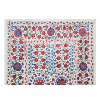 Silk Hand Embroidered Suzani Bed Cover. New Uzbek Suzani Wall Hanging