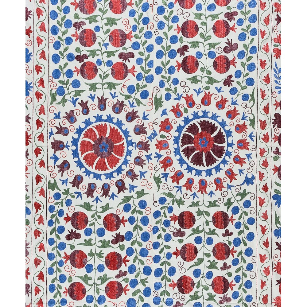 Silk Hand Embroidered Suzani Bed Cover, New Uzbek Suzani Wall Hanging