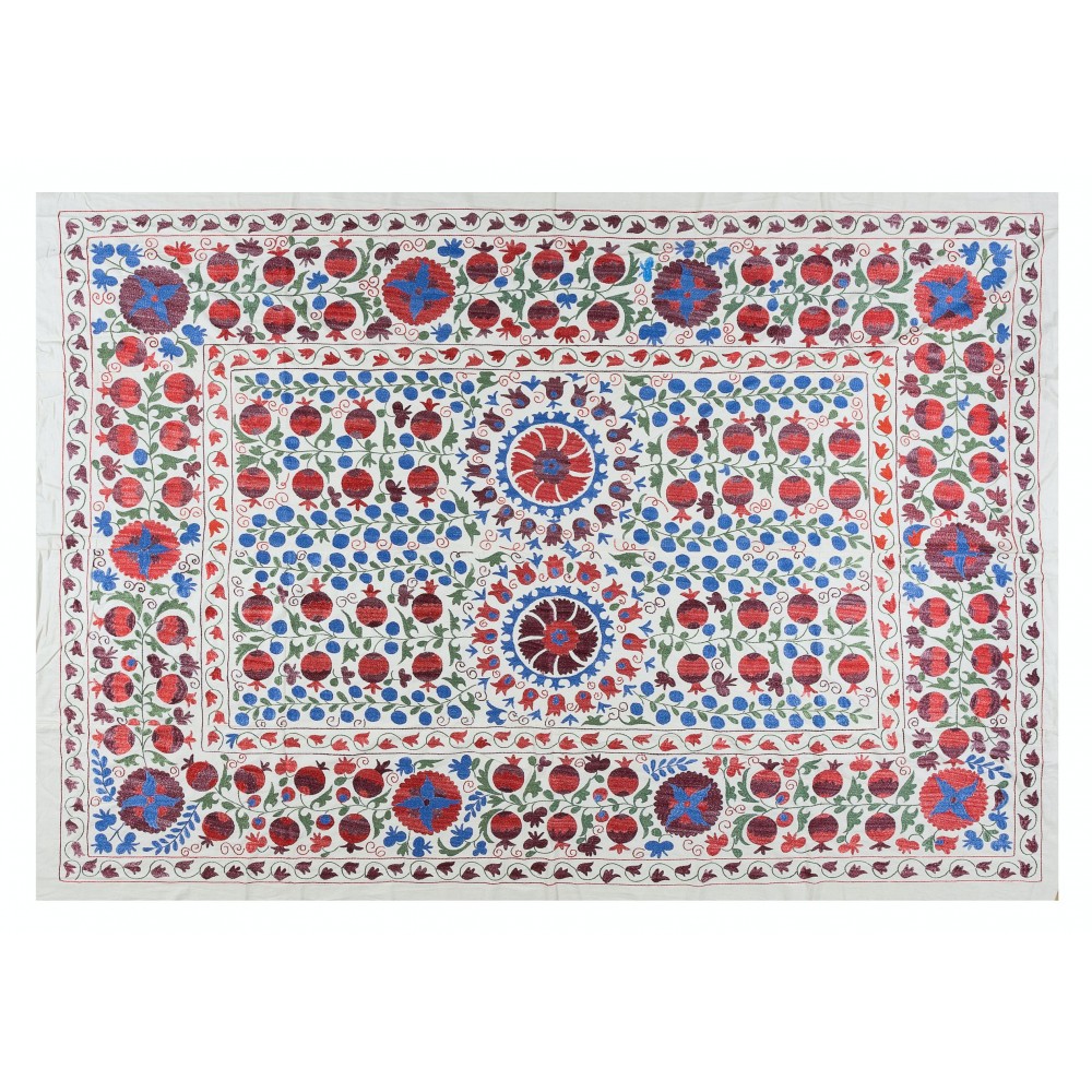 Silk Hand Embroidered Suzani Bed Cover, New Uzbek Suzani Wall Hanging
