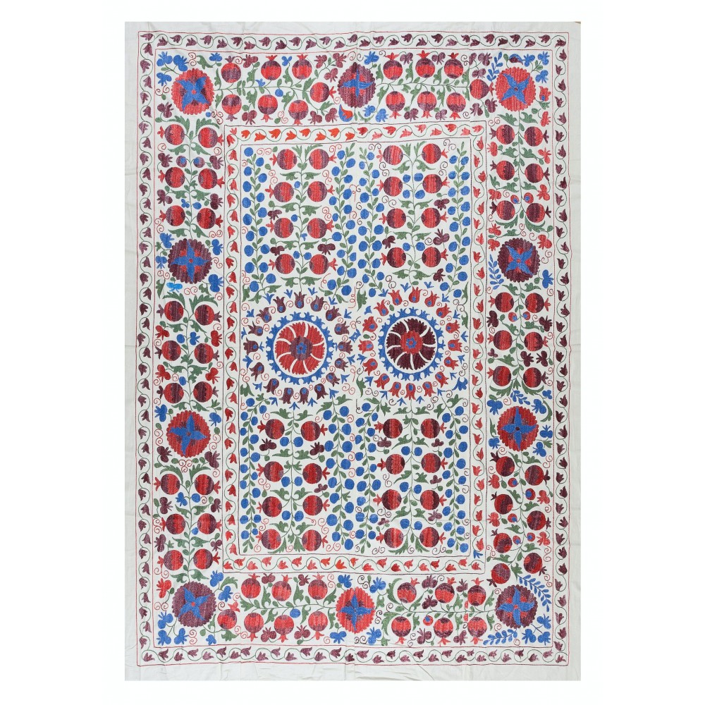 Silk Hand Embroidered Suzani Bed Cover, New Uzbek Suzani Wall Hanging