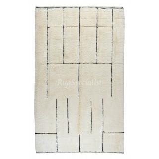Modern Handknotted Tulu Rug, 100% Soft, Cozy Wool, Beni Ourain Carpet