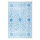 Modern Suzani Textile Bed Cover in Cream & Light Blue. Silk Embroidery Wall Hanging