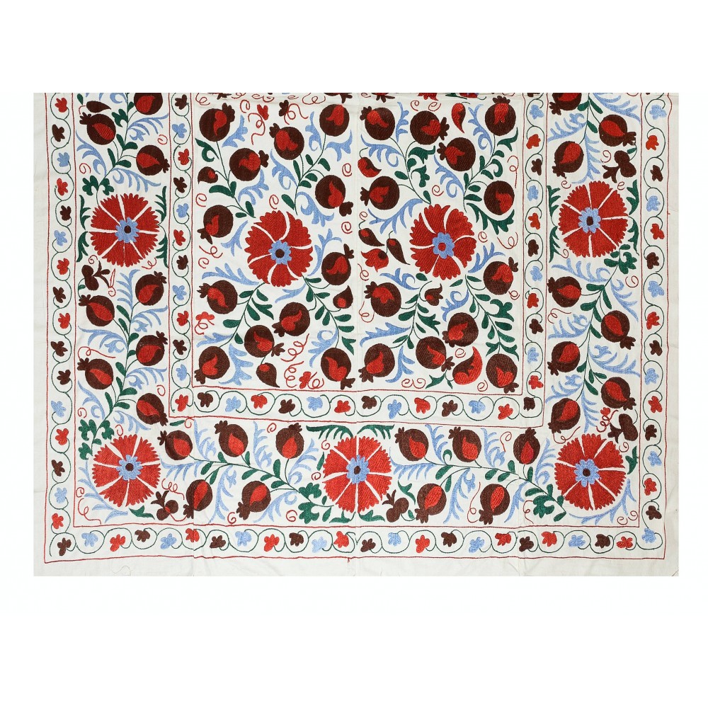 Needlework Wall Art, Embroidered Suzani Wall Hanging, Boho Wall Decor, Modern Bedspread