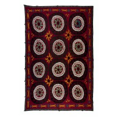 Vintage Silk Hand Embroidery Bed Cover. Central Asian Suzani Wall Hanging