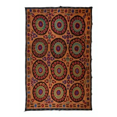 Vintage Silk Embroidery Bed Cover. Suzani Wall Hanging. Handmade Tablecloth