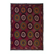 Vintage Silk Embroidery Bedspread. Central Asian Suzani Tablecloth