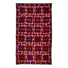 Vintage Silk Embroidery Bed Cover. Suzani Wall Hanging. Handmade Tablecloth