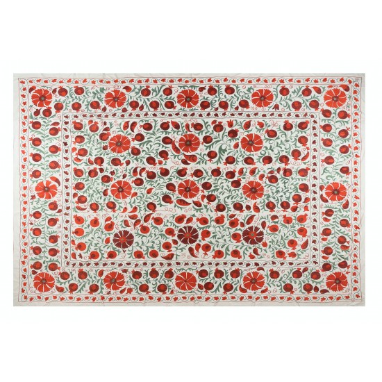 Decorative Silk Hand Embroidery Suzani Wall Hanging, Bedspread