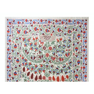 Exceptional Suzani Textile Wall Tapestry. Silk Embroidered Bedspread. Decorative Table Cover. Uzbek Wall Hanging
