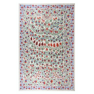 Exceptional Suzani Textile Wall Tapestry. Silk Embroidered Bedspread. Decorative Table Cover. Uzbek Wall Hanging