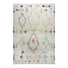 Moroccan Azilal Style Tulu Rug, 100% Soft, Cozy Wool, HandKnotted Beni Ourain Design Carpet