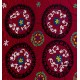 Vintage Silk Hand Embroidery Bed Cover, Central Asian Suzani Wall Hanging