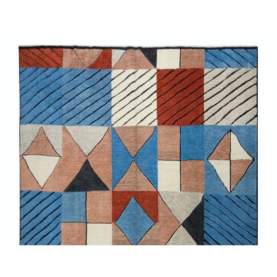 Abstract Hand Knotted "Tulu" Rug Made of 100% Wool, Custom Options Available