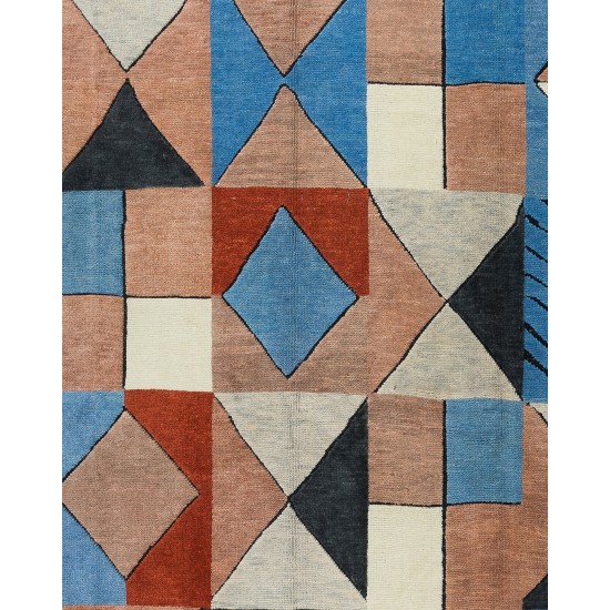 Abstract Hand Knotted "Tulu" Rug Made of 100% Wool, Custom Options Available